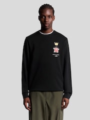 Lyle & Scott Black Rose and Crown Graphic Print Crew Neck Sweatshirt - Image 1 of 5