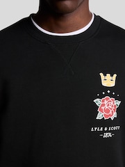 Lyle & Scott Black Rose and Crown Graphic Print Crew Neck Sweatshirt - Image 3 of 5