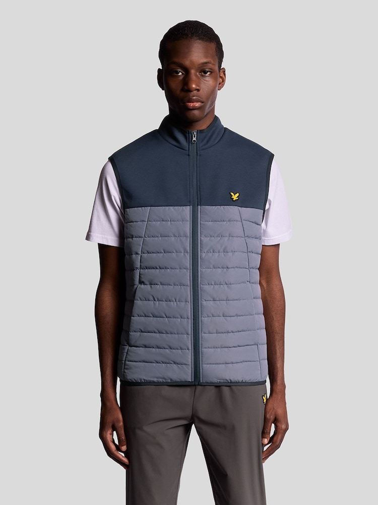 Lyle & Scott Blue Sports Fleece Hybrid Gilet - Image 1 of 7