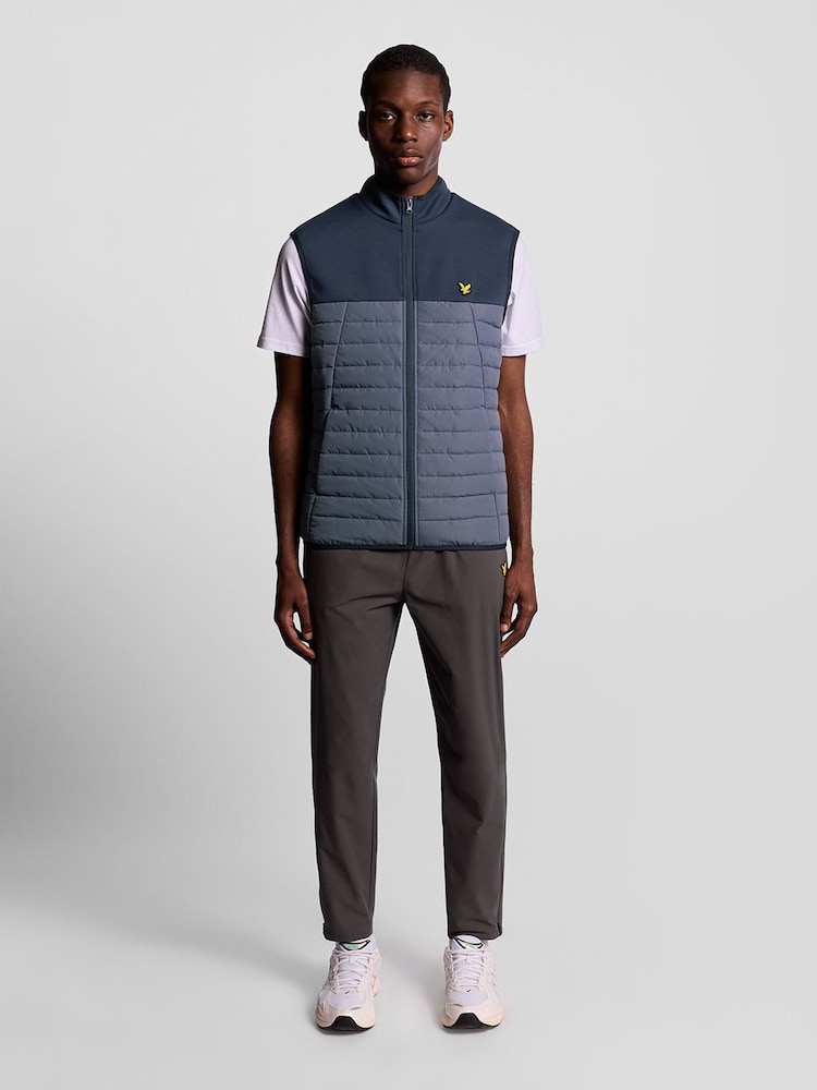 Lyle & Scott Blue Sports Fleece Hybrid Gilet - Image 2 of 7