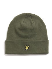 Lyle & Scott Green Cotton Merino Beanie - Image 1 of 3
