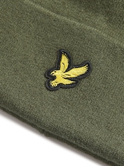 Lyle & Scott Green Cotton Merino Beanie - Image 3 of 3