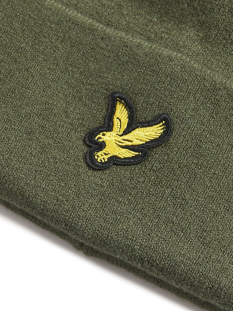 Lyle & Scott Green Cotton Merino Beanie - Image 3 of 3