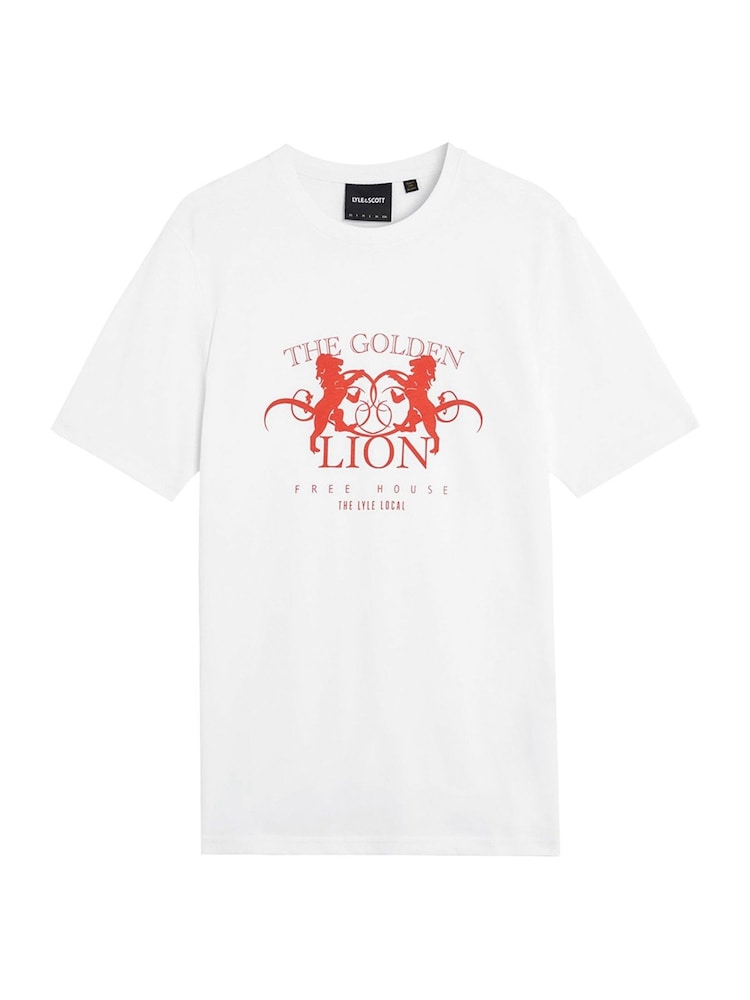 Lyle & Scott White Golden Lion Graphic Print T-shirt - Image 1 of 1