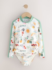 White/Aqua Beach Scene Sunsafe Suit (3-16yrs) - Image 5 of 9