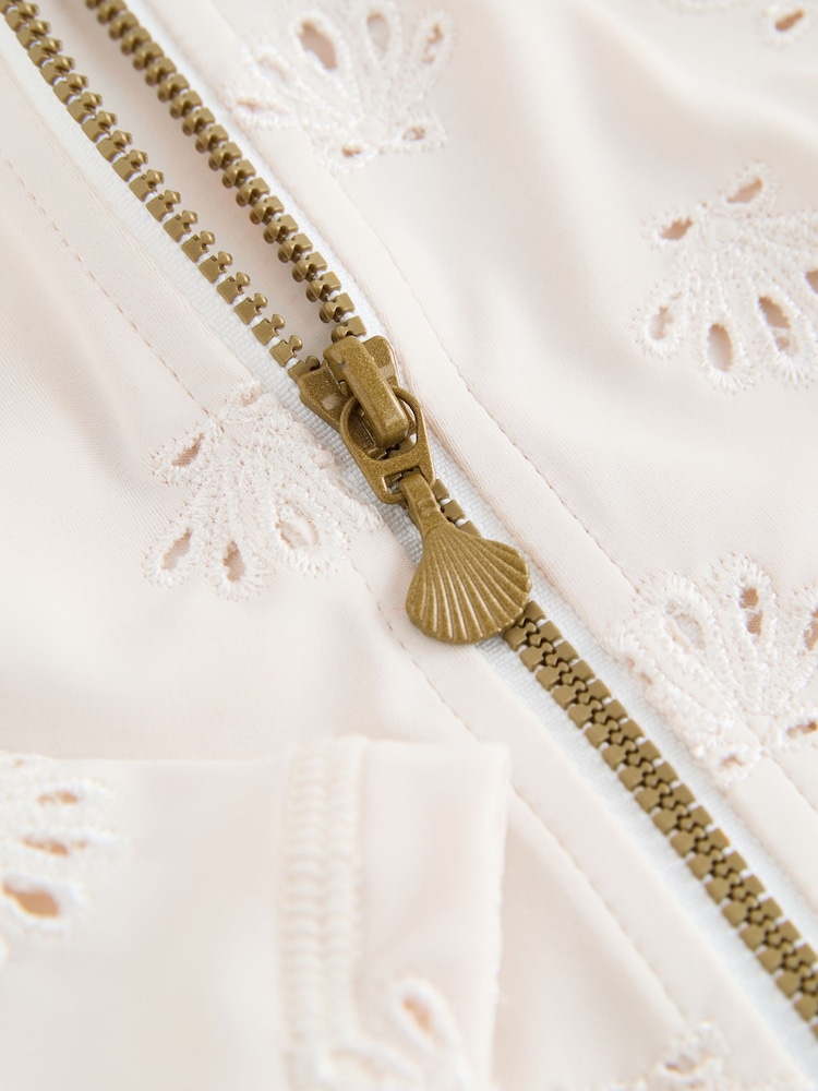 White Embroidered Shell Long Sleeved Sunsafe Swimsuit (3-16yrs) - Image 10 of 10