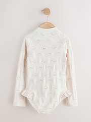 White Embroidered Shell Long Sleeved Sunsafe Swimsuit (3-16yrs) - Image 8 of 10