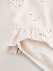 White Embroidered Shell Long Sleeved Sunsafe Swimsuit (3-16yrs) - Image 9 of 10