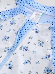 Blue/White Floral Polka Dot Long Sleeve Sunsafe Swimsuit (3mths-16yrs) - Image 4 of 4