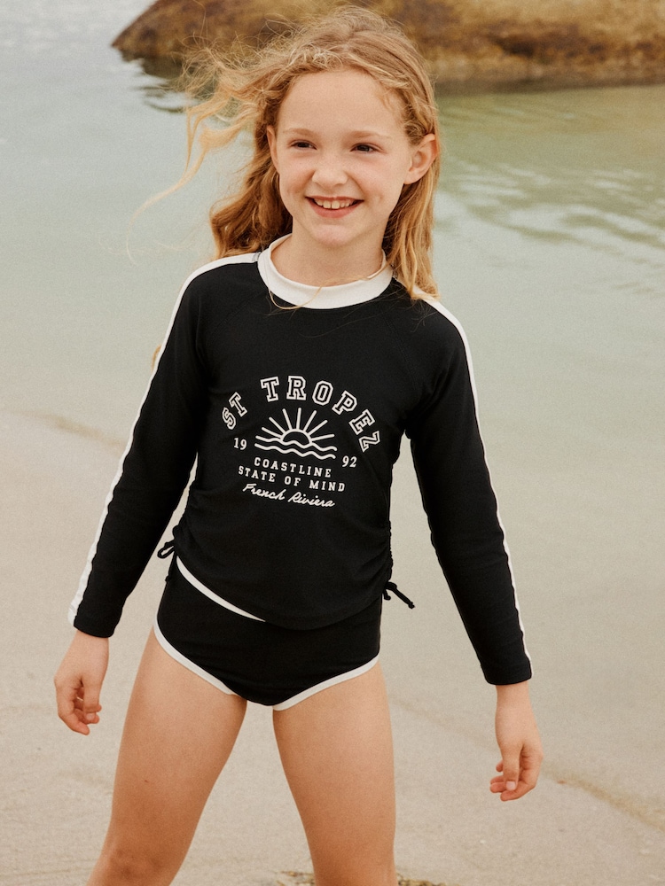 Black/White Graphic Sunsafe Suit (3-16yrs) - Image 1 of 10 Black/White Graphic Sunsafe Suit (3-16yrs) - Image 1 of 10