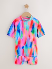 Rainbow Tie Dye Sunsafe Rash Vest And Shorts Swim Set (3-16yrs) - Image 1 of 6