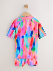 Rainbow Tie Dye Sunsafe Rash Vest And Shorts Swim Set (3-16yrs) - Image 2 of 6