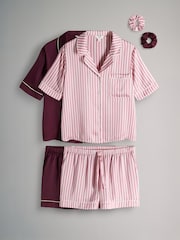 The Set 2 Pack Satin Pyjama Shirt And Shorts Set - صورة 2 من 6