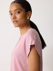Jigsaw Pink Linen V-Neck T-Shirt - Image 2 of 6