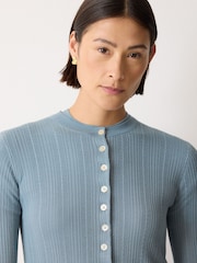 Jigsaw Blue Fine Pointelle Cable Cardigan - Image 2 of 4