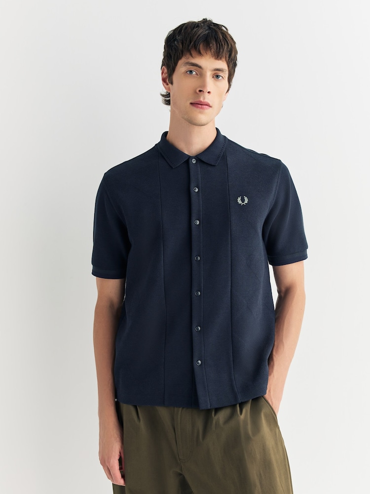 Fred Perry Jacquard-poloskjorte med knapper - Bilde 1 av 5