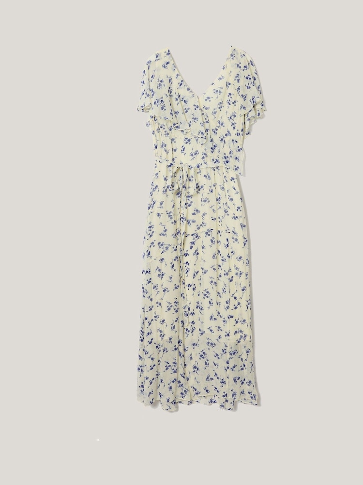 Jigsaw Cream Swirl Posy Midi Dress - Image 1 of 1