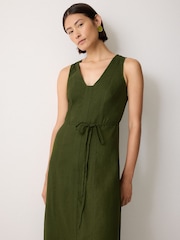 Jigsaw Green Linen Viscose Stitch Dress - Image 1 of 4