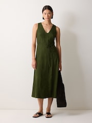 Jigsaw Green Linen Viscose Stitch Dress - Image 2 of 4