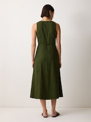 Jigsaw Green Linen Viscose Stitch Dress - Image 4 of 4