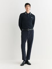 Fred Perry Blue Twin Tipped Long Sleeve Polo Shirt - Image 2 of 5