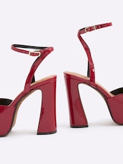 River Island Red Patent Platform Heeled Sandals - Image 3 of 3