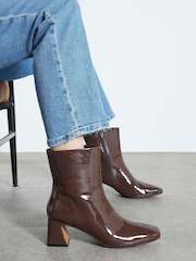 River Island Low Block Patent Ankle Boots - Imagem 1 de 4