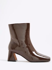 River Island Low Block Patent Ankle Boots - Imagem 2 de 4