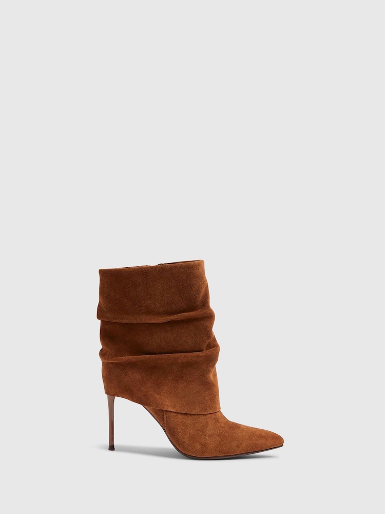 River Island Brown Suede Fold Over Ankle Boots - Image 2 of 6