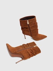 River Island Brown Suede Fold Over Ankle Boots - Image 5 of 6