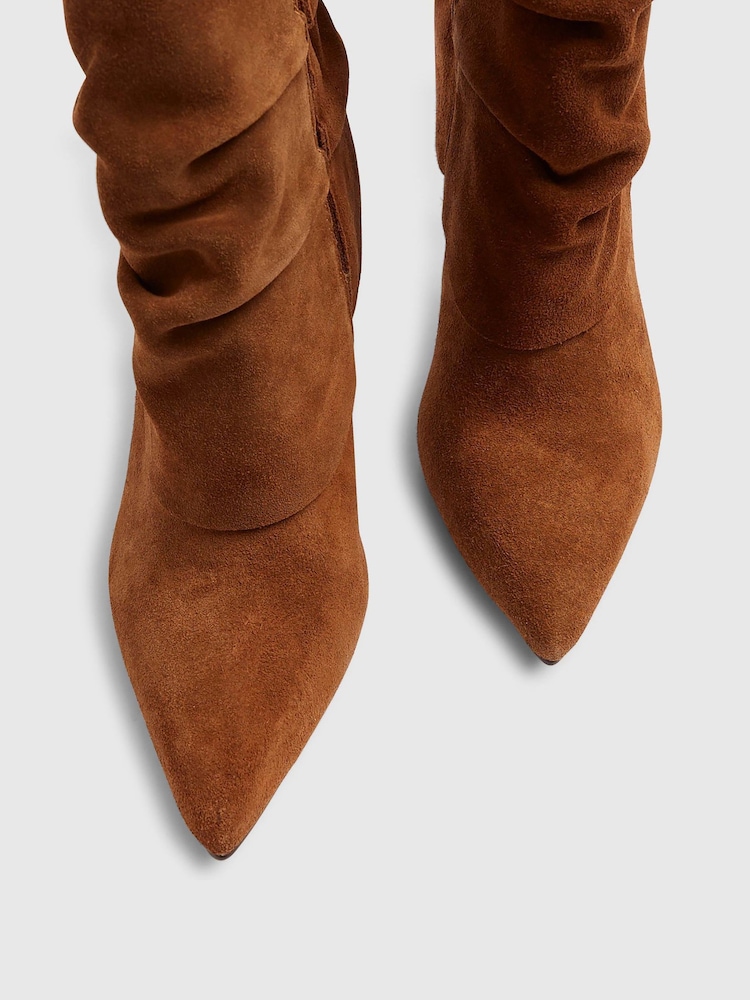 River Island Brown Suede Fold Over Ankle Boots - Image 6 of 6