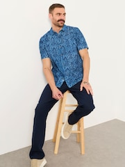 FatFace Blue Short Sleeve Indian Hand Printed Kalamkari Shirt - Image 4 of 5
