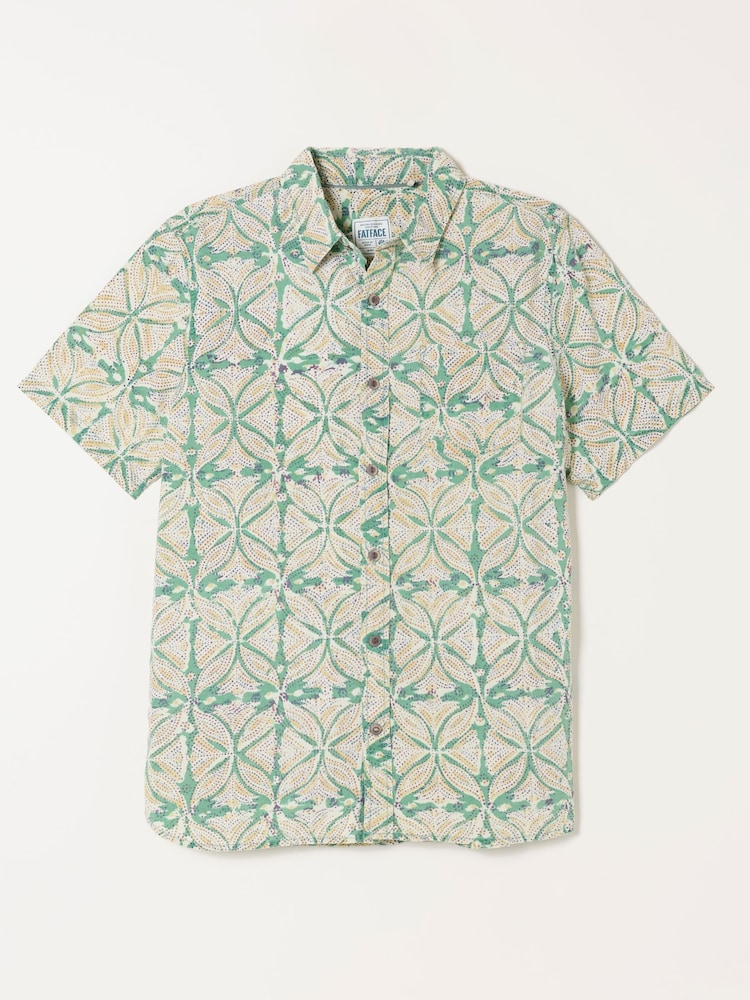 FatFace Green Short Sleeve Indian Hand Printed Kalamkari Shirt - Image 5 of 5