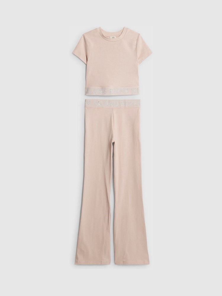River Island Pink Waist Band Top and Kickflare Set - Image 1 of 3 River Island Pink Waist Band Top and Kickflare Set - Image 1 of 3