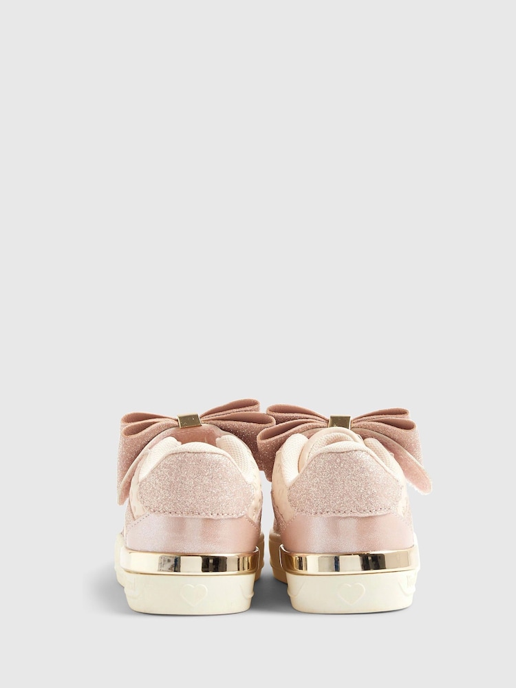 River Island Pink Bow Glitter Trainers - Image 2 of 5