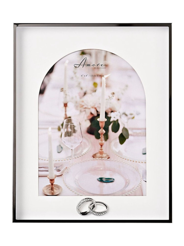 Widdop Silver Amore Box Arch Photo Frame with Rings 6" x 8 - Image 2 of 5