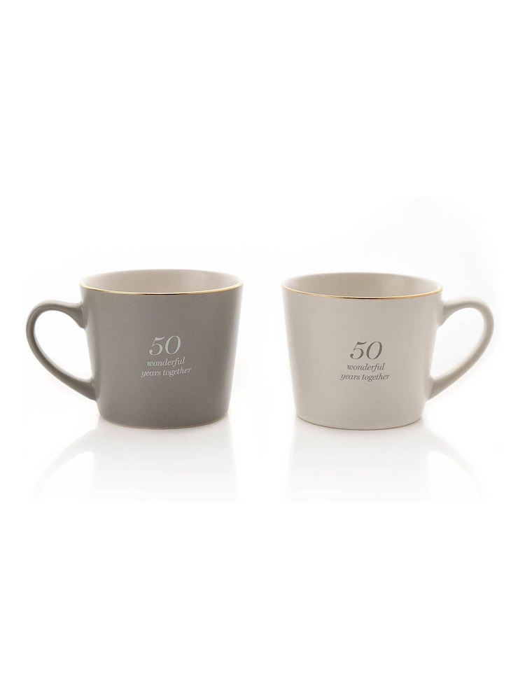Widdop Set of 2 Grey 50th Anniversary Amore Mugs - Image 1 of 3