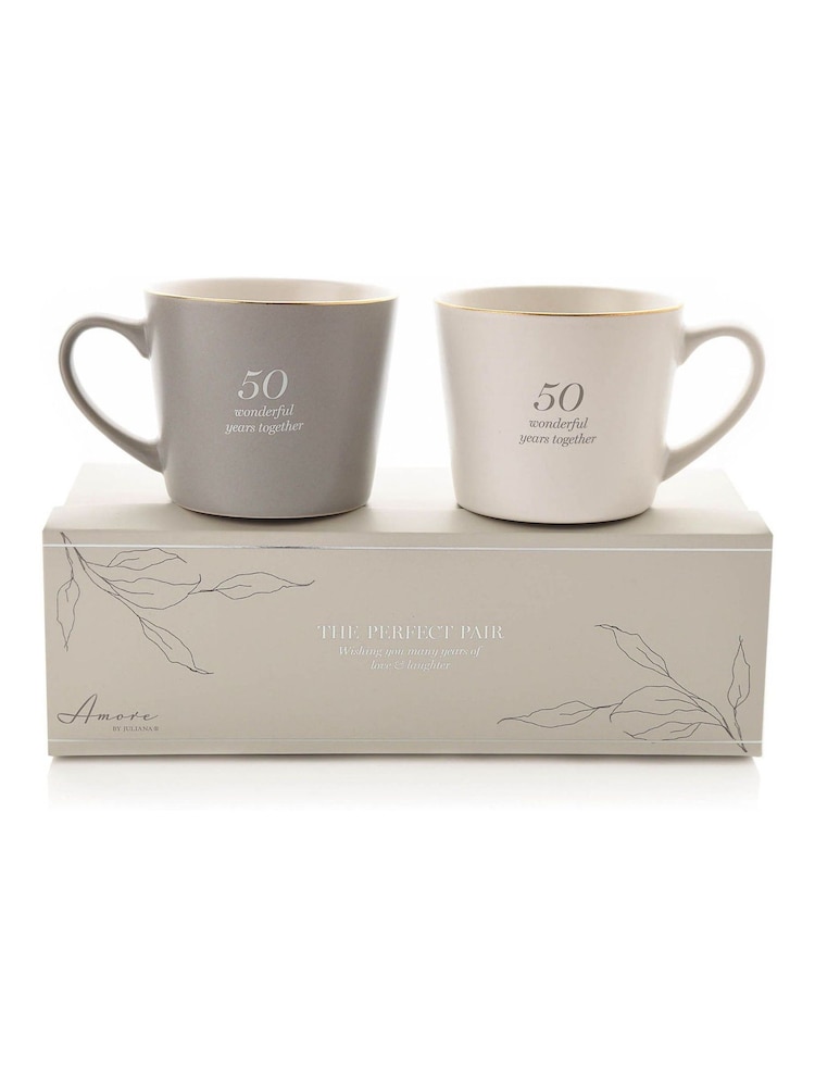 Widdop Set of 2 Grey 50th Anniversary Amore Mugs - Image 2 of 3