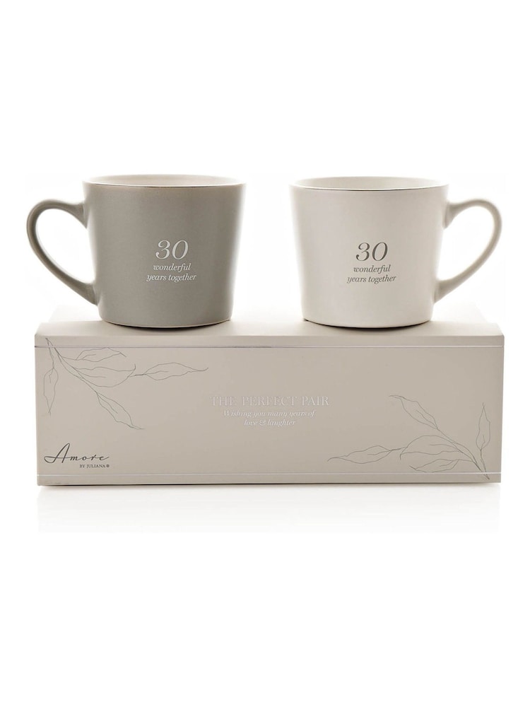Widdop Set of 2 Grey Amore 30th Anniversary Mugs - Image 2 of 2