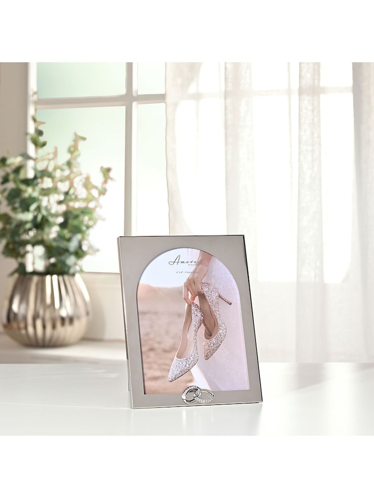 Widdop Silver Amore Arch Photo Frame With Rings 6" x 8 - Image 1 of 5