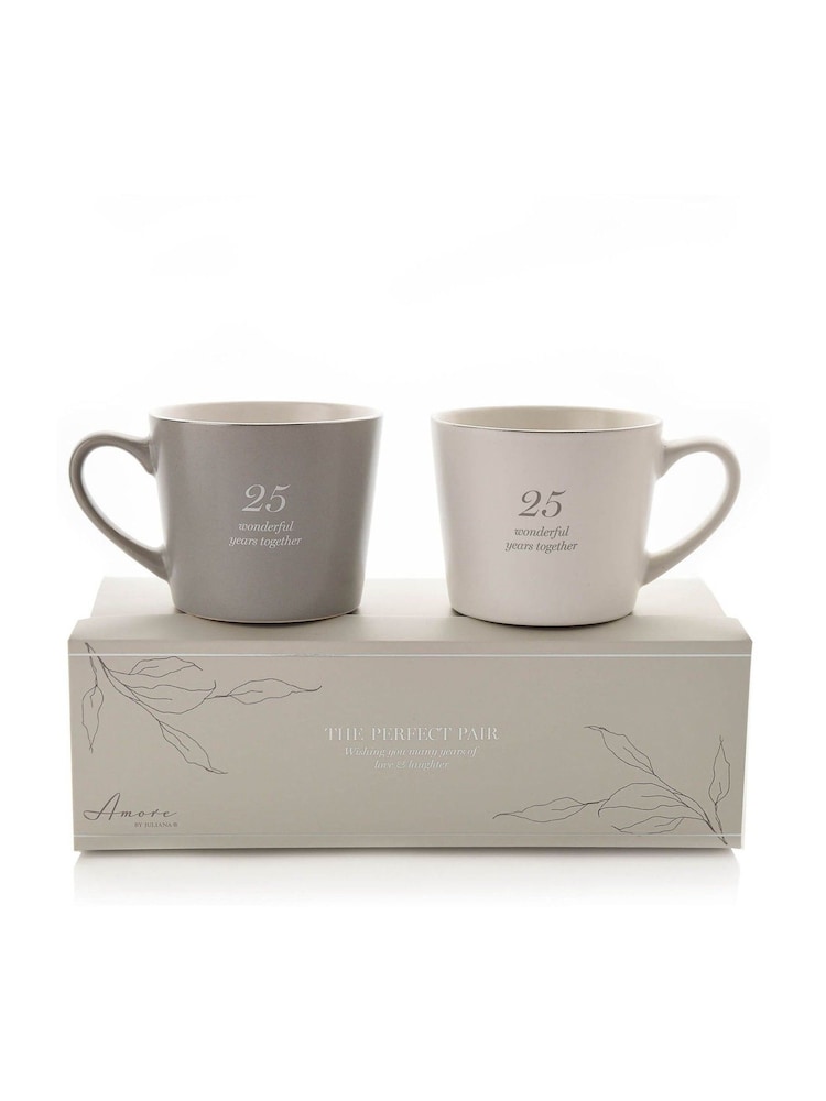 Widdop Set of 2 Grey 25th Anniversary Amore Mugs - Image 2 of 3