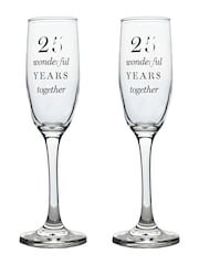 Widdop Set of 2 Clear 25th Anniversary Amore Champagne Flutes - Image 1 of 2