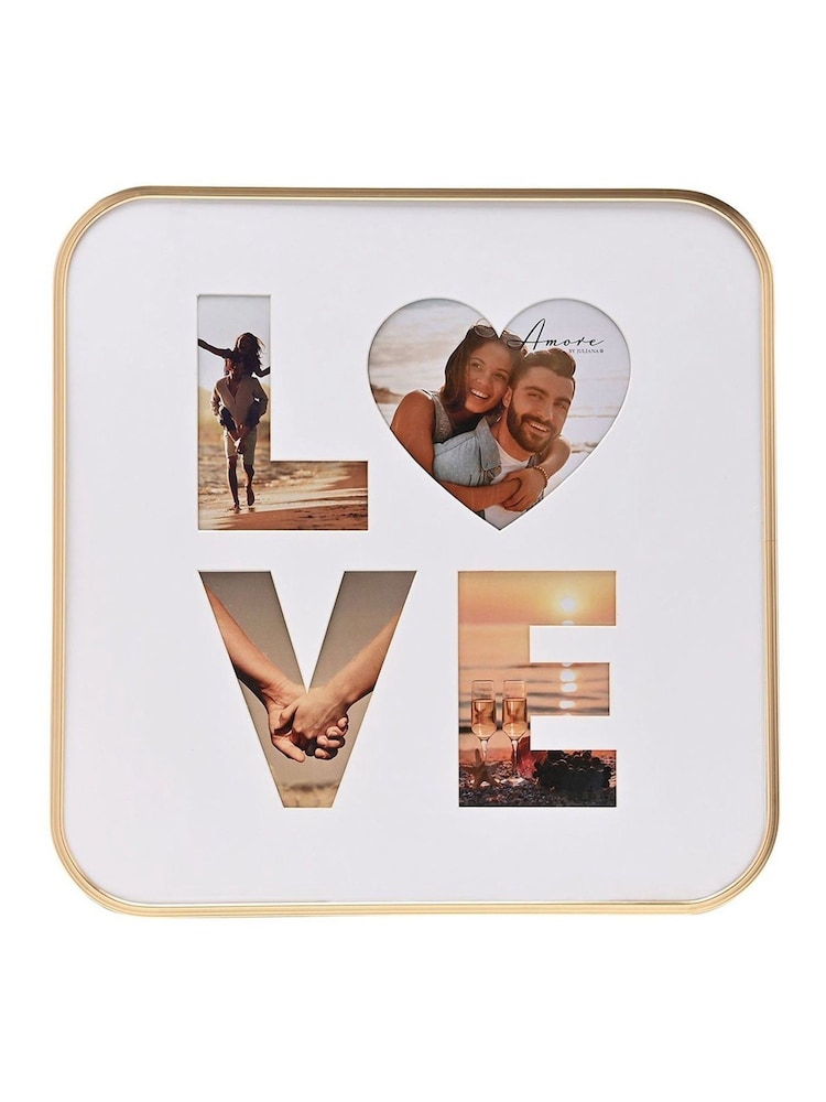 Widdop Gold Love Collage Frame Holds 4 Photos - 16" x 16 - Image 1 of 3