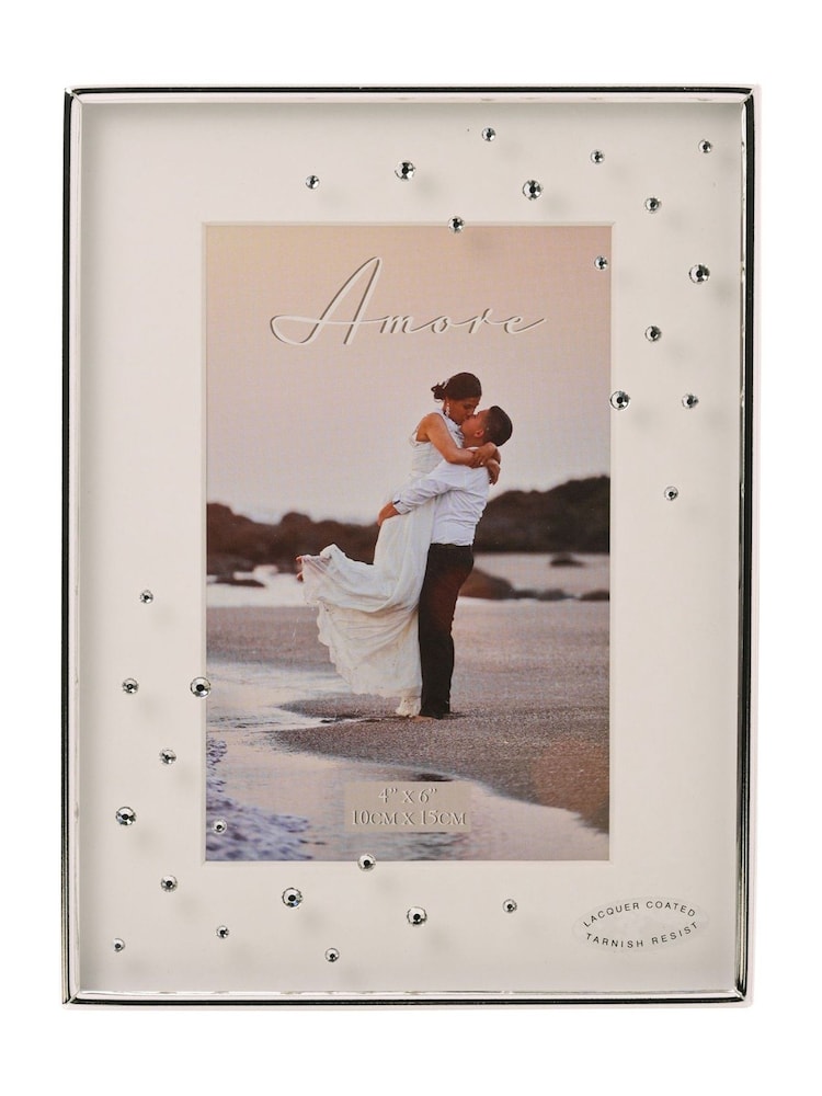 Widdop Silver Amore Box Frame with Crystals 4" x 6 - Image 2 of 5 Widdop Silver Amore Box Frame with Crystals 4" x 6 - Image 2 of 5