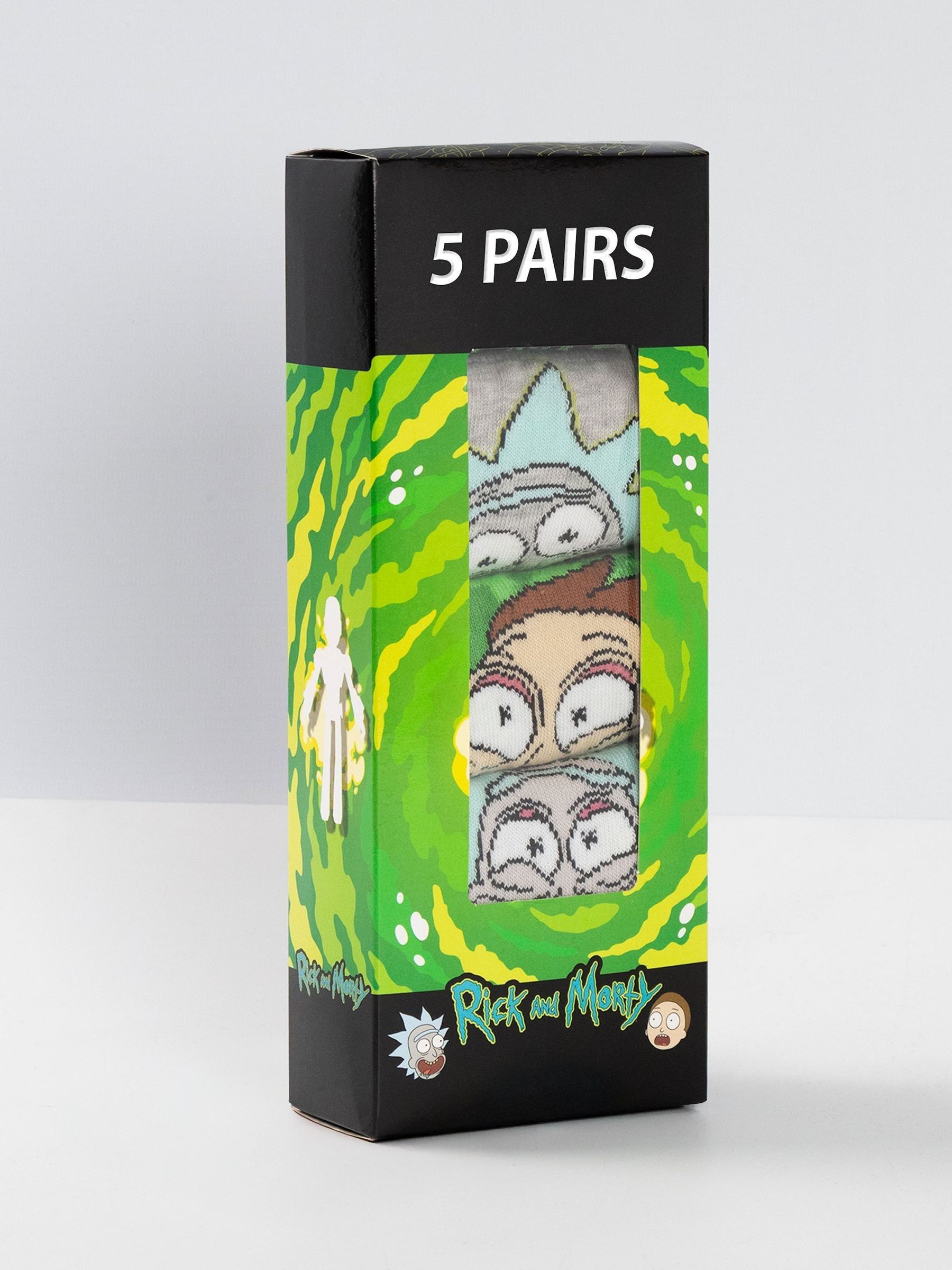 B&Q - Rick And Morty Mens Green Multi Character Calf Socks Set Of 5 (7-11 Uk) - Image 3