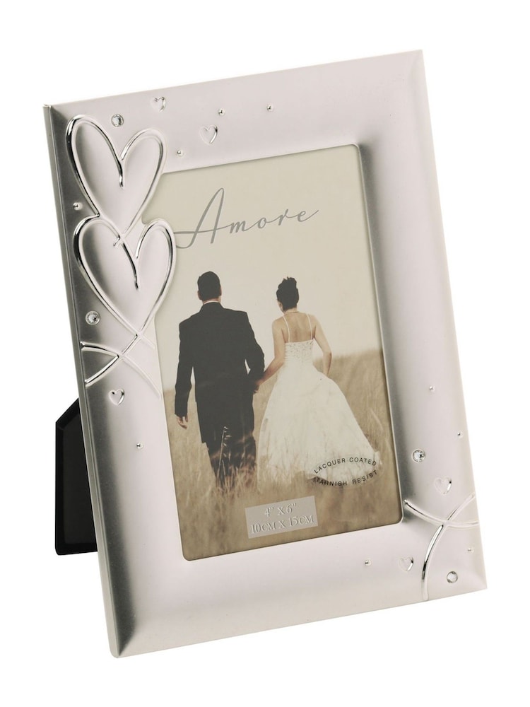 Widdop Silver Amore Frame with Hearts Crystals 4 6 - Image 1 of 5 Widdop Silver Amore Frame with Hearts Crystals 4 6 - Image 1 of 5