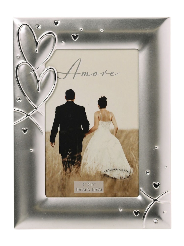 Widdop Silver Amore Frame with Hearts Crystals 4 6 - Image 2 of 5 Widdop Silver Amore Frame with Hearts Crystals 4 6 - Image 2 of 5
