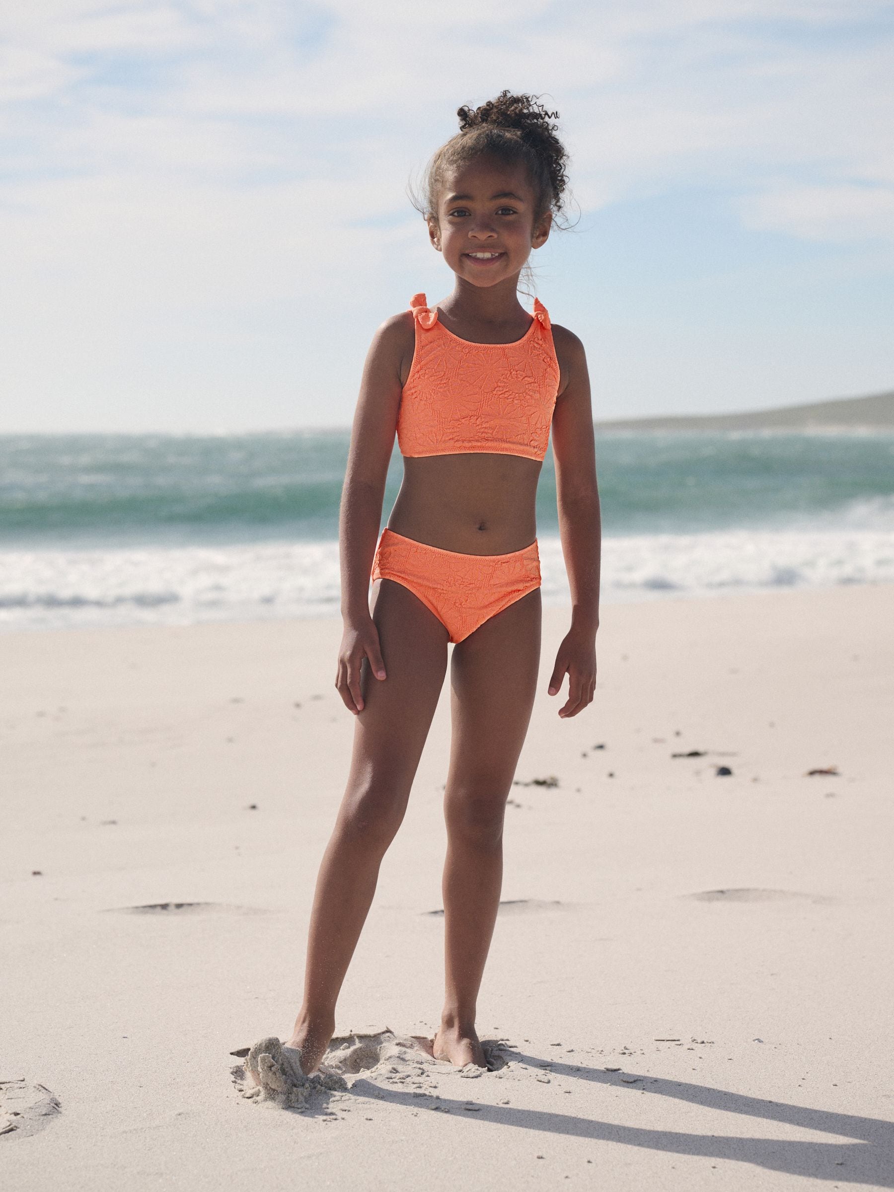 Buy Orange Floral Texture Bikini (3-16yrs) from Next USA