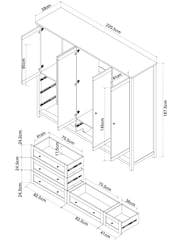 Chalk Malvern Statement Oak Effect 5 Door, 5 Drawer Wardrobe - Image 8 of 13