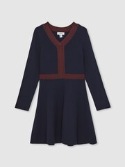 Reiss Navy Alma Craft-Stitch Rib-Knit Dress - Image 2 of 4